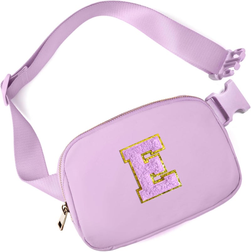Gitus Gifts for 8 9 10 11 12 Year Old Girls Belt Bag Fanny Pack Crossbody Bags with Initial Letter Patch Cute Stuff Birthday Gifts for Teen Girls Women Personalized Trend Stuff (Lavender-E) - Image 1
